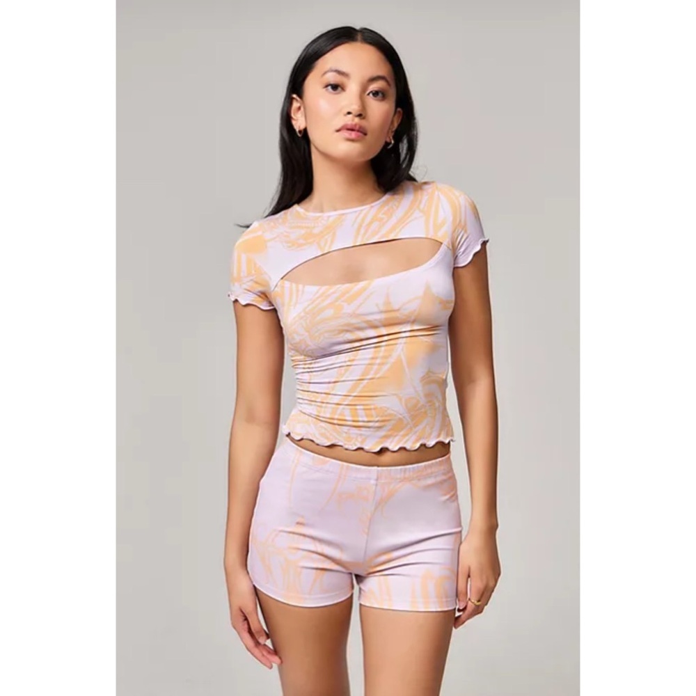 Miaou Lavender and Pale Peach Cutout Crop Top (new but just removed tags)